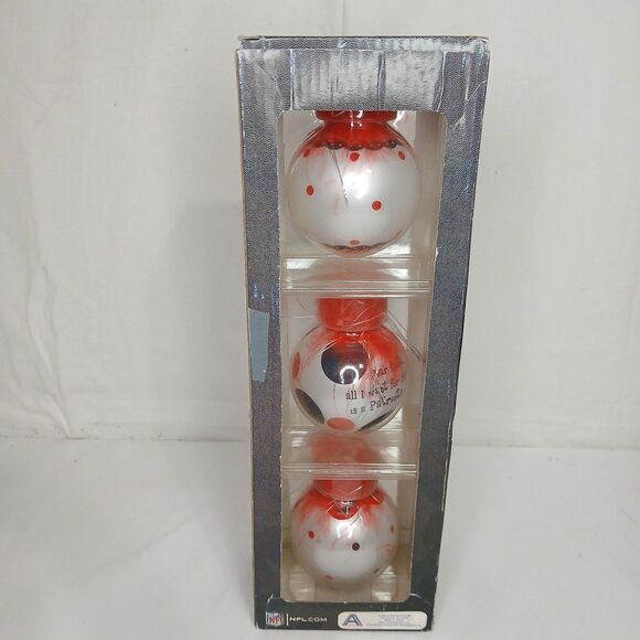 NFL New England Patriots Christmas Holiday Ornaments 3 Glass Ball Decorations - Picture 6 of 6